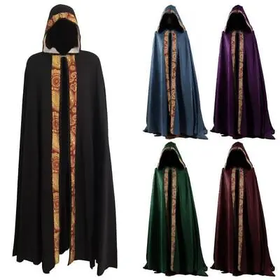 Medieval Retro Men's Long Cloak Dress Long Sleeve Robe Costume Cosplay Halloween • $58.23
