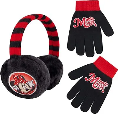 Disney Minnie Mouse Toddler Winter Earmuff And Kids Gloves Little Girls Age 4-7 • $14.95