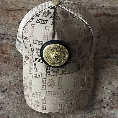 Versace  Beige Black Baseball Cap Hat Adjusted • $113.47