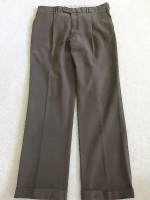 Barbour Pants Mens 38 Brown Moleskin  Trousers Dress Cuffed Pleated Stretch  • $72