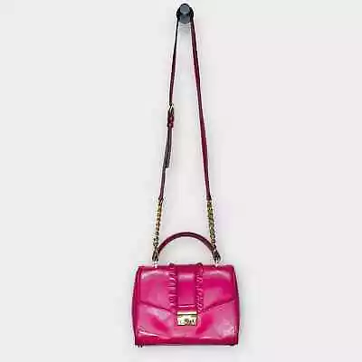 MICHAEL KORS Sloan Ultra Pink Ruffled Leather Medium Satchel Handbag Purse • $55.20