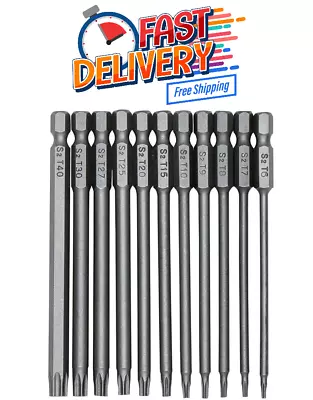 11Pcs Long Torx Security Screwdriver Bit Sets 3  Length T6 T7 T8 T9 T10 T15 T20 • $12.40