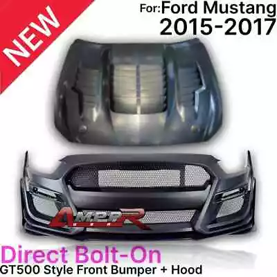 Fits 2015-2017 Ford Mustang GT500 Style Front Bumper  Aluminum Hood • $1999