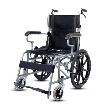 New Black Portable Folding Wheel Chair Wheelchair Lightweight Mobility Aid • $153.99