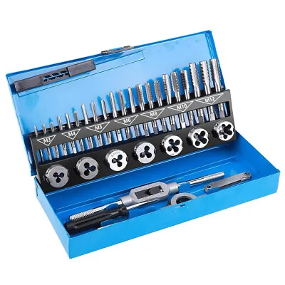 Tap And Die Set 32Pcs Metric M3 - M12 Bearing Steel Screw Threading Tool • $31.63