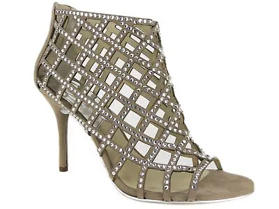 Michael Kors Women's Yvonne Booties Khaki Rhinestone-Embellished Caged Shoe 10 M • $112.50