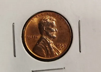 1959 Lincoln Cent D Mint Mark Denver RD Color ERROR L On Rim • $2499