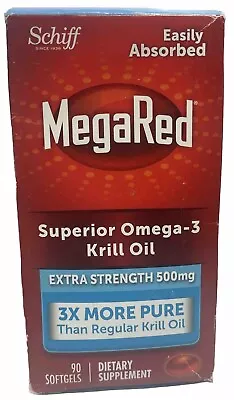 MegaRed Superior Omega-3 Krill Oil Extra Strength 500 Mg 90 Softgels 5/25 • $35