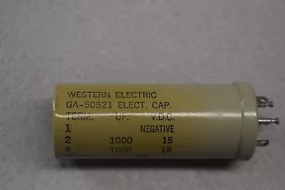 Western Electric NOS 2 X 1000 UF 15 Vdc Electrolytic Can Capacitor Tested • $28.99