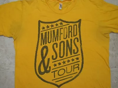 MUMFORD & SONS 2013 Tour T-SHIRT Mens LARGE 2-Sided Shield Logo Thin Concert L • $10