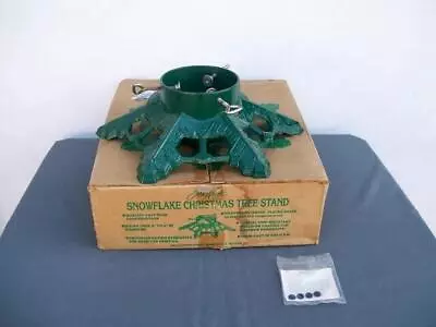 Vintage John Wright  Heavy Cast Iron Green Snowflake Christmas Tree Stand W Box • $119.99