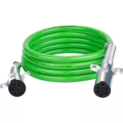 15Ft 7-Way ABS Trailer Tractor Green Cord Electric Power Cable For Semi Trucks • $49.99