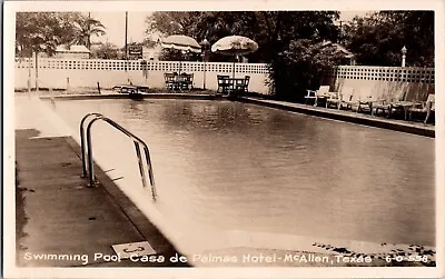 RPPC Swimming Pool Casa De Palmas Hotel McAllen Texas TX  (222) • $14.95
