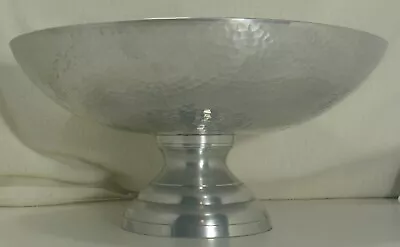 Hammered Silver Finish Metal Pedestal Bowl 12 1/2  Diameter 6  Tall • $17.50
