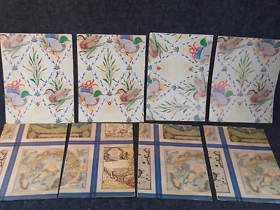 Vintage Gift Wrapping Paper Sheets Ducks And Globes Maps Lot Of 8 • $10.80