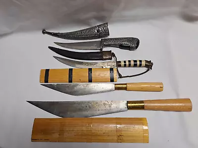 Lot Of 2 Vintage  Fantasy Knife Daggers/ 2 Large Machete Type • $15