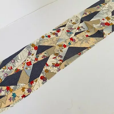 Bamboo #D 6.5x85 -2.36yd LONG Vintage Chirimen Japanese Kimono Silk Fabric CF31 • $9.99