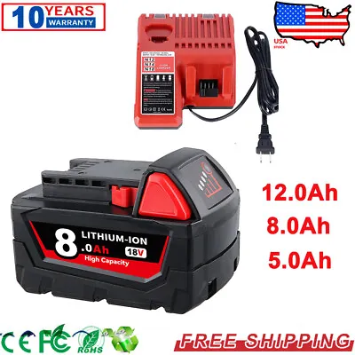 Battery For Milwaukee For M18 18V 12.0AH Extended Lithium 48-11-1890 / Charger • $23.92