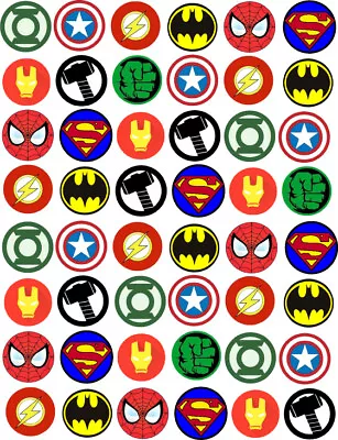 48 Marvel Superhero Logos Cupcake Edible Fairy Cake Wafer Toppers 3cm • £1.20