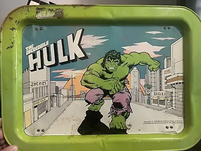 Vintage 1979 The Incredible Hulk Metal TV Lunch Dinner Lap Folding Tray Marvel • $17.99