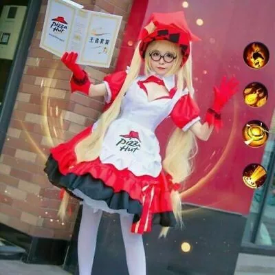 SET Womens Pizza Hut Lolita Maid Witch Dress Halloween Costume Cosplay& • $68.75