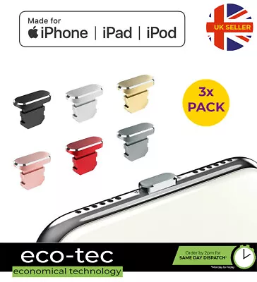 3 Metal Charger Port Anti Dust Cover Plug Caps For IPhone 14 13 12 11 XS XR 8 7 • £4.16