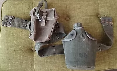 Original US Army Vietnam War M56 Webgear Set - Belt Canteen & Cover Ammo Pouch • $49.99