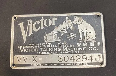 Vintage Victor Talking Machine Co. Victrola Vv-xi Metal Id Emblem Name Plate • $9.99