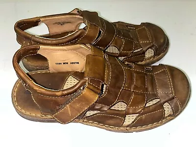 BORN Sandals Mens 11 M Cabot III Closed Toe Fisherman H59706 Brown Leather • $34.99