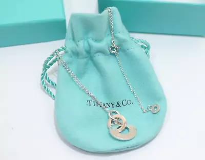 £171.53 • Buy Tiffany & Co. Silver & Rubedo Metal 1837 Interlocking Circles Dangle Necklace