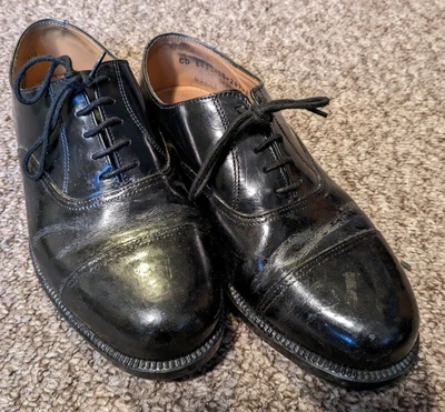 £10 • Buy Pair Of Black Leather Military Service Shoes With Toe Cap Size 6M