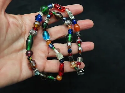 Vintage 1979 Art Glass Artisan Necklace W/Pop In Clasp Closure • $13.49