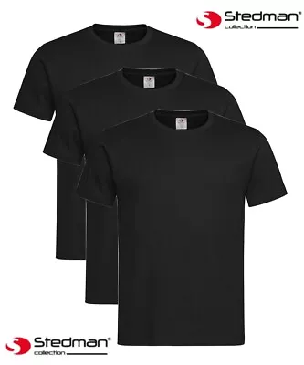 3 New Plain Cotton BLACK T-Shirts / Tee-Shirts Tshirts No Logo Blank • £15.99