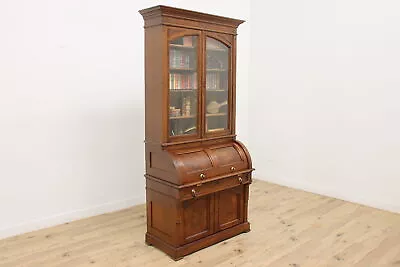 Victorian Eastlake Antique Office Secretary Desk & Bookcase #48346 • $2750