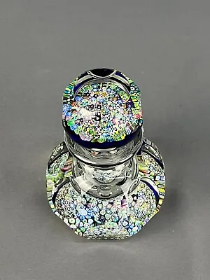Perthshire Millefiori Faceted Crystal Perfume Bottle Paperweight Ink Well 3+ LBS • $495