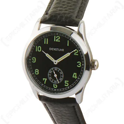 £53.95 • Buy WW2 German Army Service Watch With Black Strap - WW2 Vintage Repro Black Leather