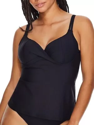 Birdsong ECO ONYX Underwire Wrap Tankini Swim Top US 36D UK 36D • $28.55