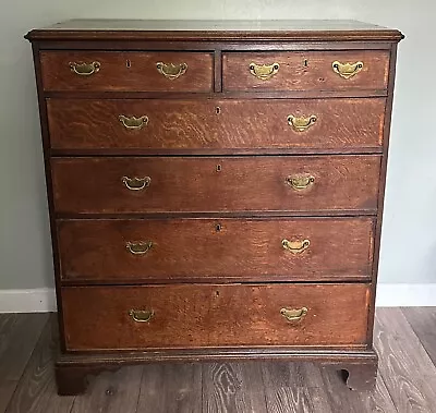 Georgian Oak Chest Of Drawers With Brass Drop Handles • £300