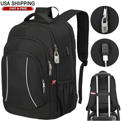 $30.39 • Buy Men 17.3  Anti-Theft Extra Large Laptop Backpack Travel School Bag USB Charging