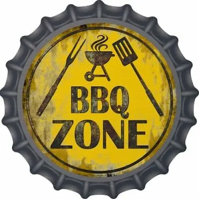 BBQ Barbecue Zone 12  Bottle Cap Metal Sign Novelty Cook Food Grill Home Decor • $15.48