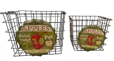 Vintage Rustic Apples Pies Metal Locker Baskets Industrial Farmhouse Storage SET • $48.39