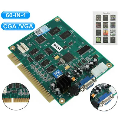 60 In 1 Multicade PCB Board CGA/VGA Output For Classic Jamma Arcade Video Game • $37.99