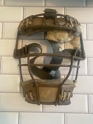 Used Vintage Metal/Leather Catchers Mask Baseball Decor • $37.49