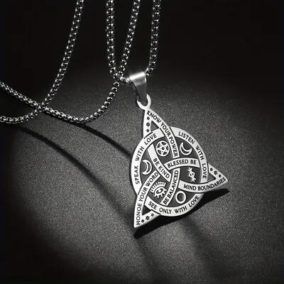 Viking Witch Celtic Knot Pendant Necklace Stainless Steel Gothic Amulet Jewelry • $2.99
