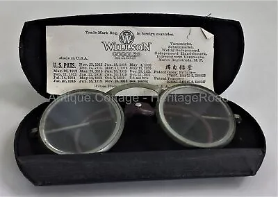 $89.95 • Buy Antique WILLSON GOGGLES W CASE Eyeglasses Engaved  W 