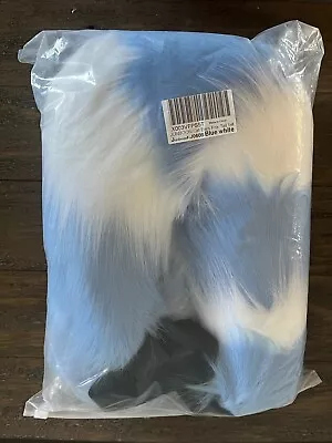 Adult Plush Fox Tail Stage Performance Faux Fur Cat Ears Sexy Cosplay Blue/White • $12.85