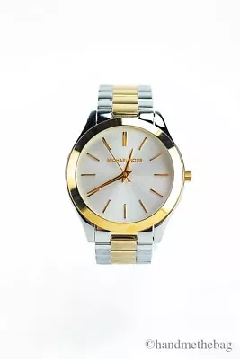 Michael Kors (MK3204) Slim Runway Rose Gold Silver Toned Stainless Steel Watch • $99