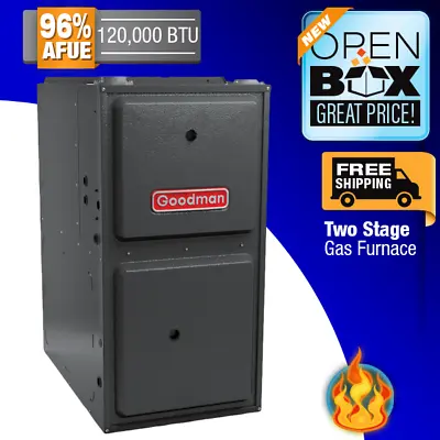 $2072.70 • Buy 120K BTU 96% AFUE Goodman 2 Stage Upflow/Horiz Gas Furnace GM9C961205DN Open Box