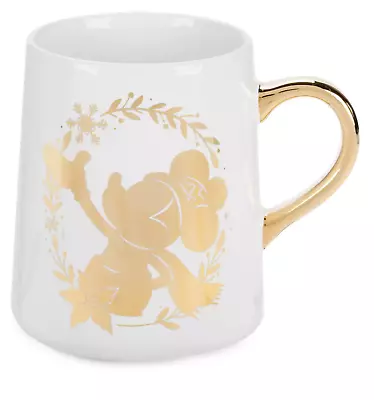 Disney Icy Winter Mickey And Minnie Gold Holiday Coffee Mug New • $8.69