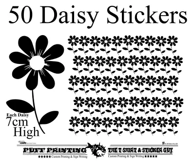 X50 Daisy Car Stickers Small Craft Art Bedroom Wall Laptop Flower**  • £3.99